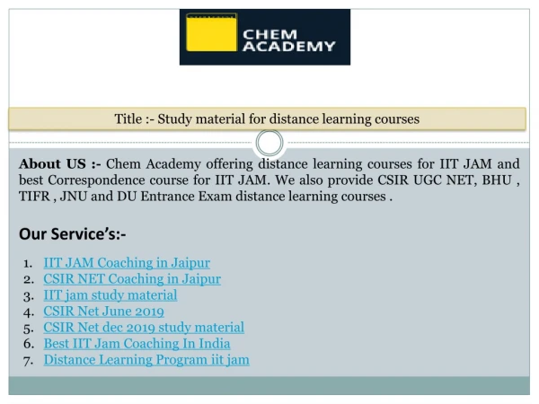 IIT jam study material and classroom course