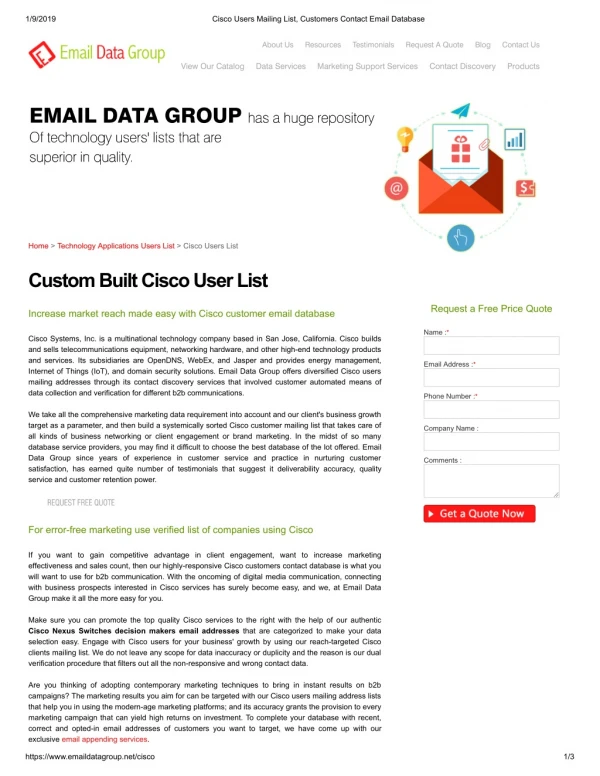CISCO Users Mailing List- Email Data Group