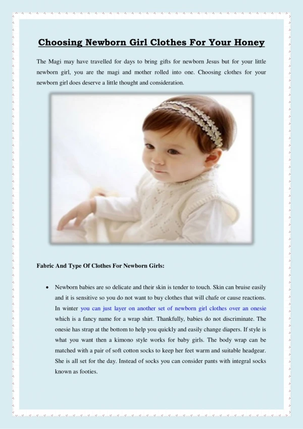 Choosing Newborn Girl Clothes For Your Honey