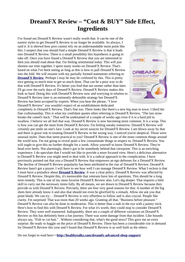 DreamFX Review : Warnings, Benefits & Side Effects!