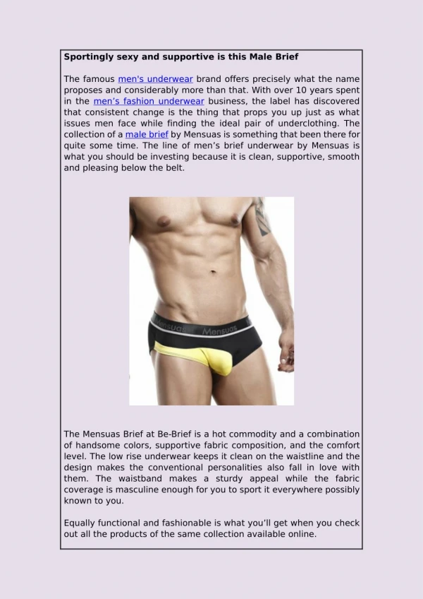 Sportingly sexy and supportive is this Male Brief