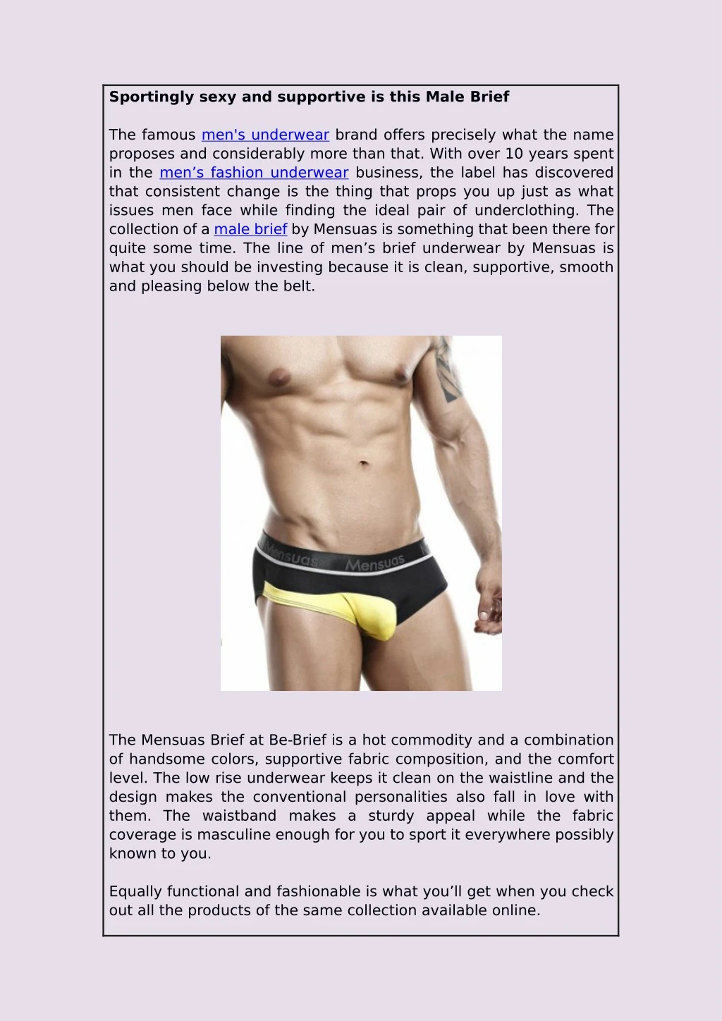 sportingly sexy and supportive is this male brief