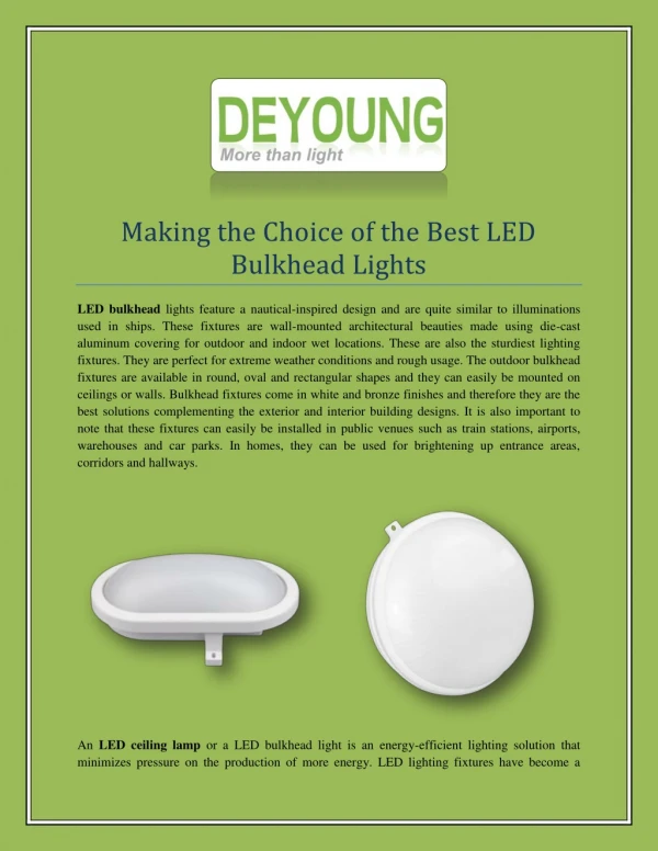 Getting a LED bulkhead, LED ceiling lamp at deyoung-lighting.com