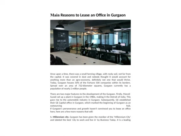 Why should you think to lease an office in Gurgaon | DesqwWorx