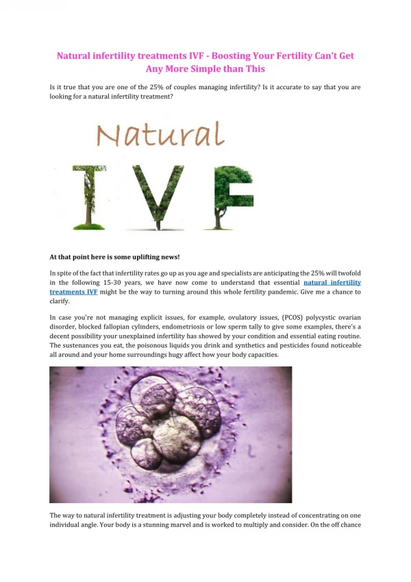 Natural infertility treatments IVF - Boosting Your Fertility Can’t Get Any More Simple than This