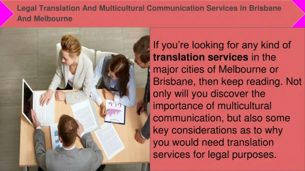 Multicultural communication services