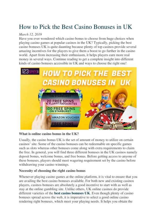 How to Pick the Best Casino Bonuses in UK