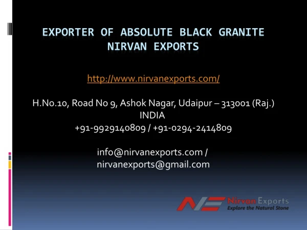 Exporter of Absolute Black Granite Nirvan Exports