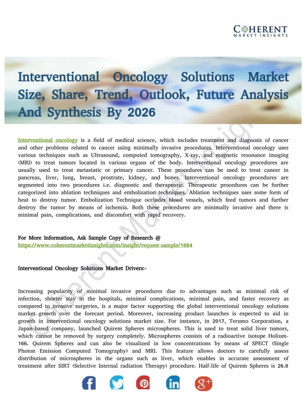 Interventional Oncology Solutions Market Size Will Escalate Rapidly in the Near Future