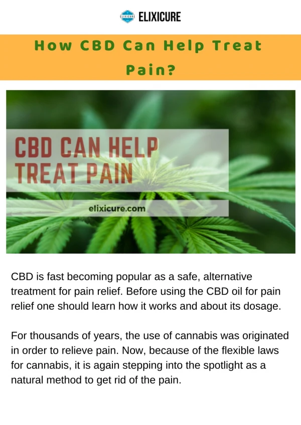 How CBD Can Help Treat Pain?