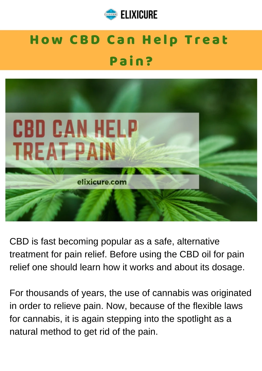 how cbd can help treat pain