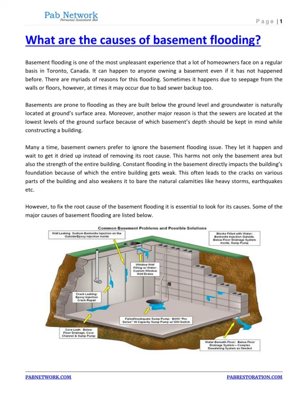 What are the causes of basement flooding