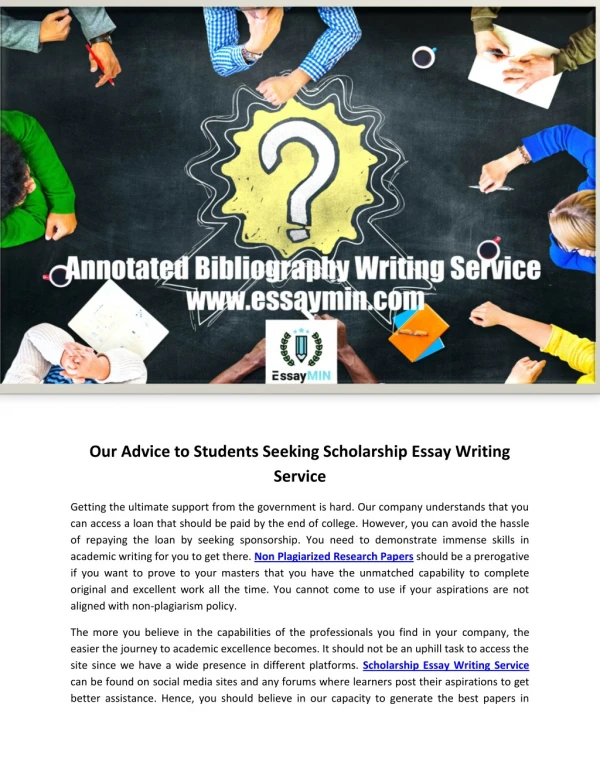 Our Advice to Students Seeking Scholarship Essay Writing Service