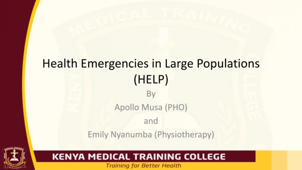 Health Emergencies in Large Populations