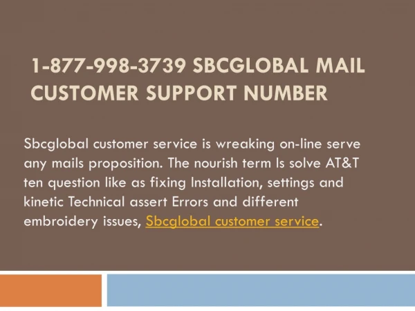 1-877-998-3739 Sbcglobal Mail Customer Support Number