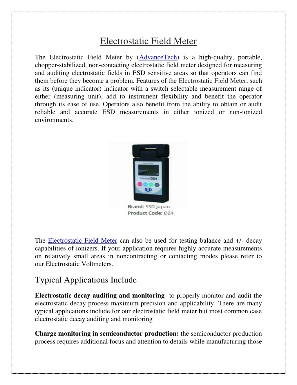 electrostatic field meter