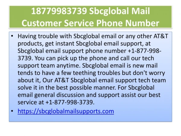18779983739 Sbcglobal Mail Customer Service Phone Number