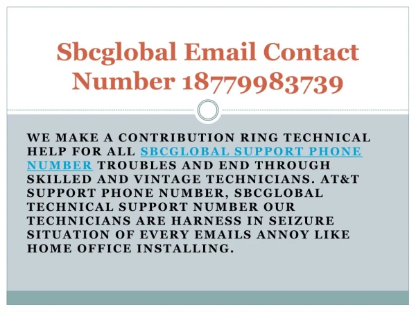 Sbcglobal Email Contact Number 18779983739