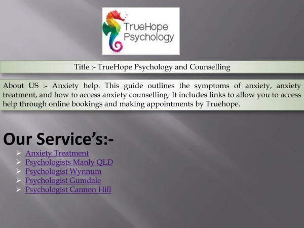 TrueHope Psychology and Counselling