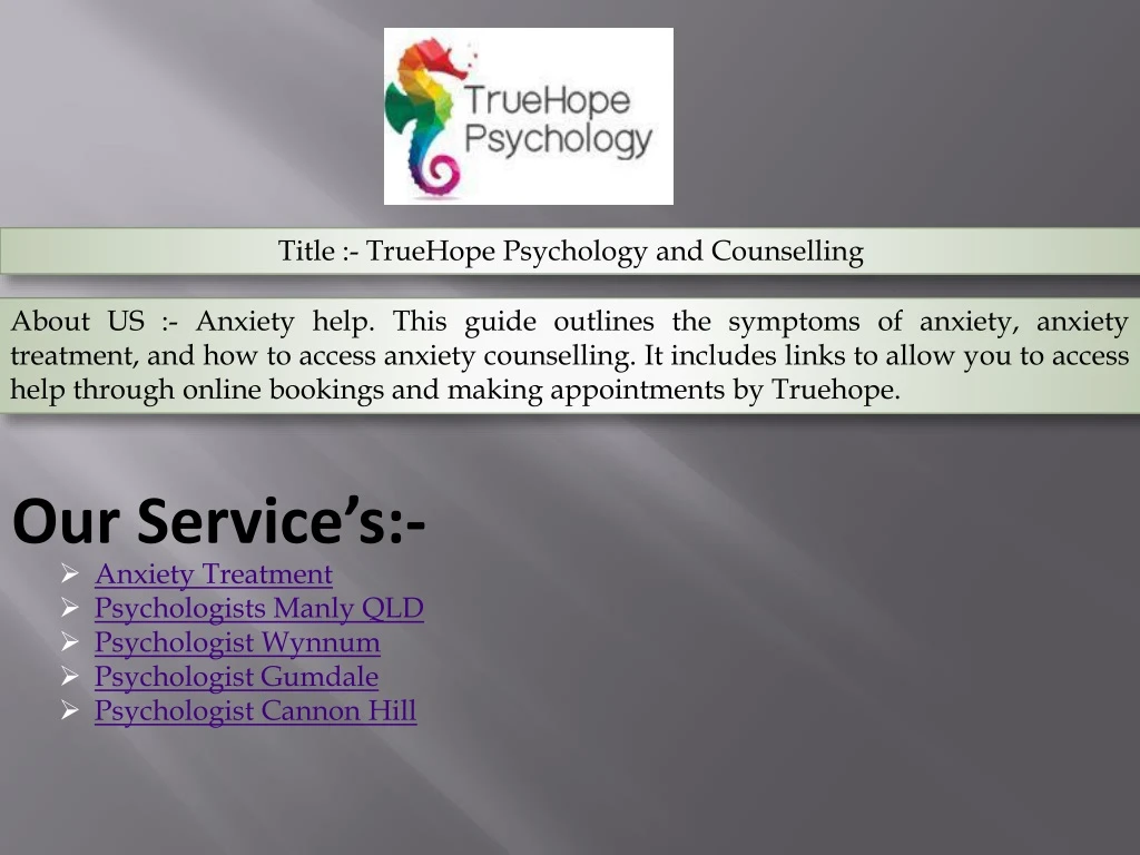 title truehope psychology and counselling
