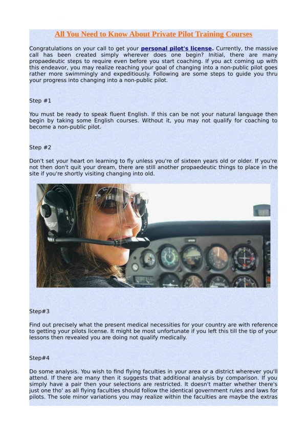 All You Need to Know About Private Pilot Training Courses