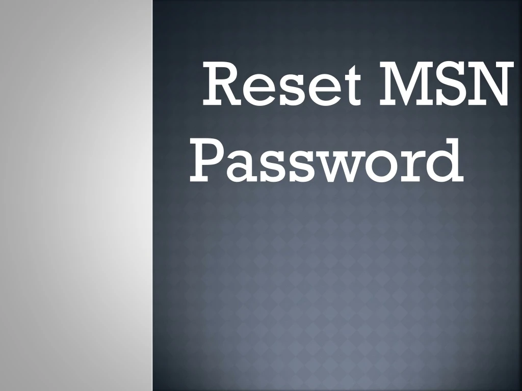 reset msn password