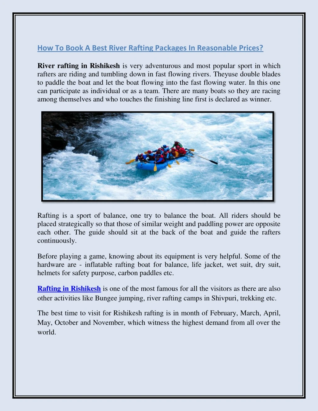 how to book a best river rafting packages