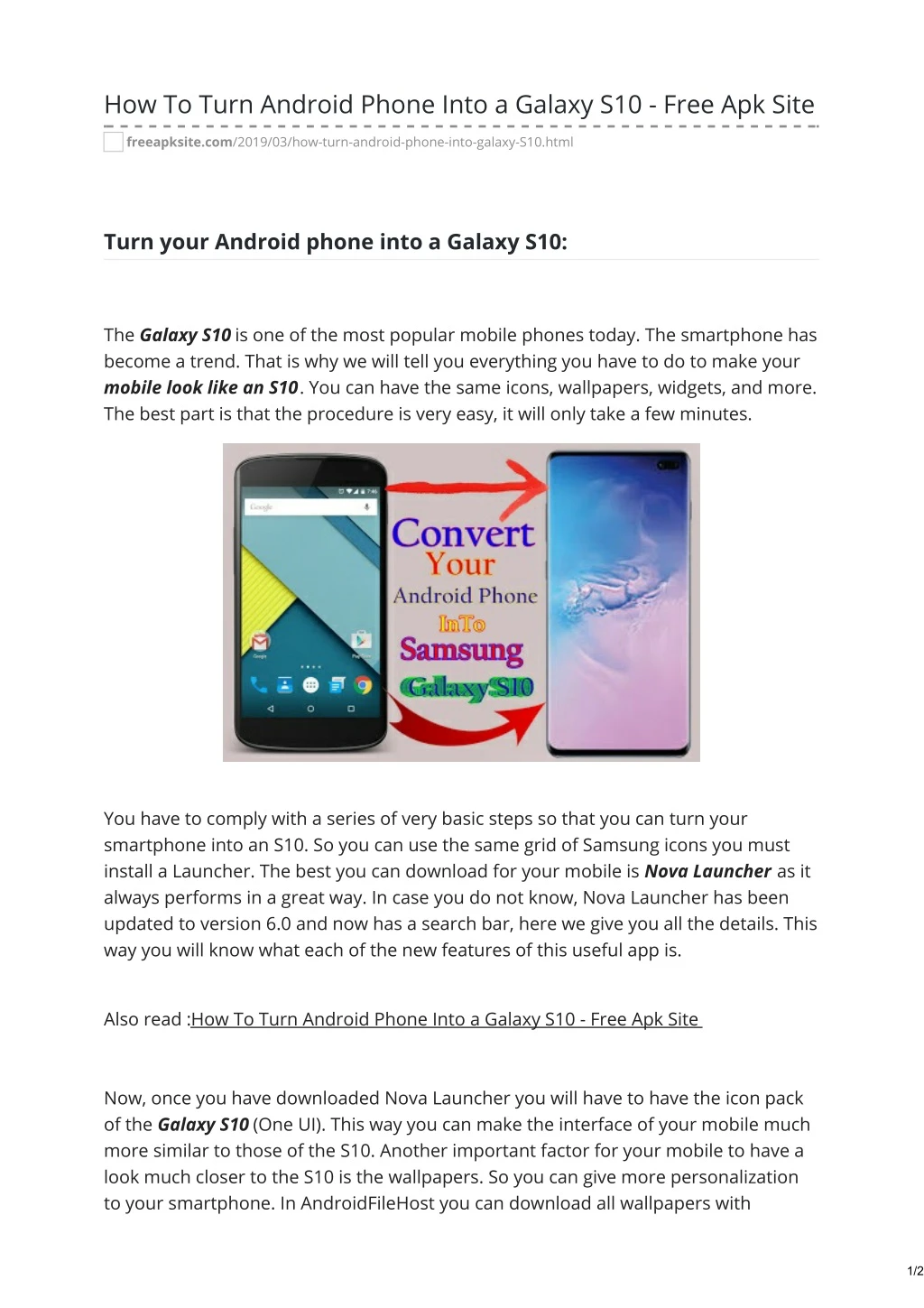 how to turn android phone into a galaxy s10 free