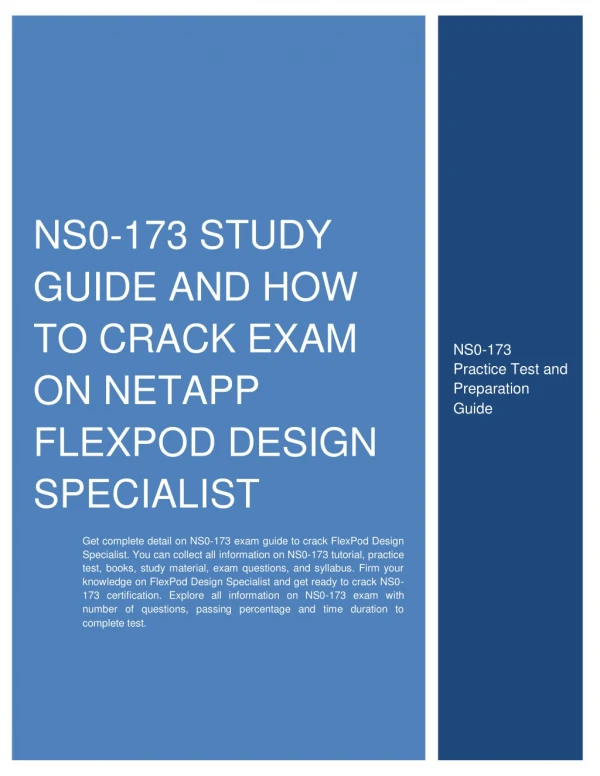 NS0-173 Study Guide and How to Crack Exam on NetApp FlexPod Design Specialist