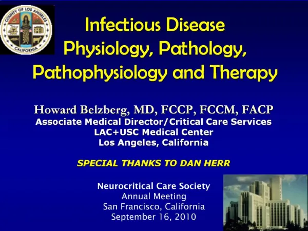 Infectious Disease Physiology, Pathology, Pathophysiology and Therapy