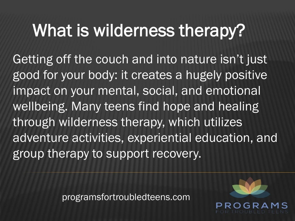 what is wilderness therapy