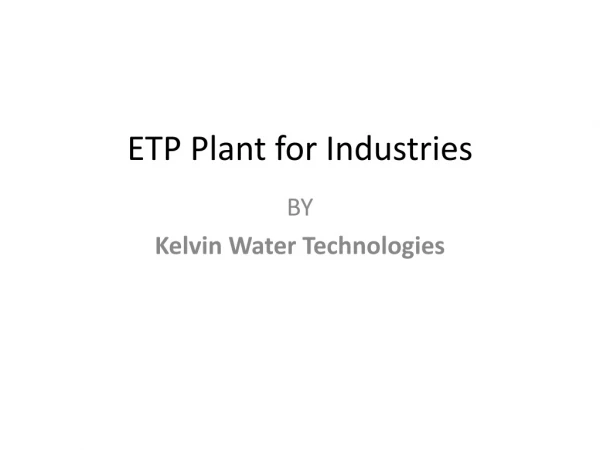 ETP Plant for industries