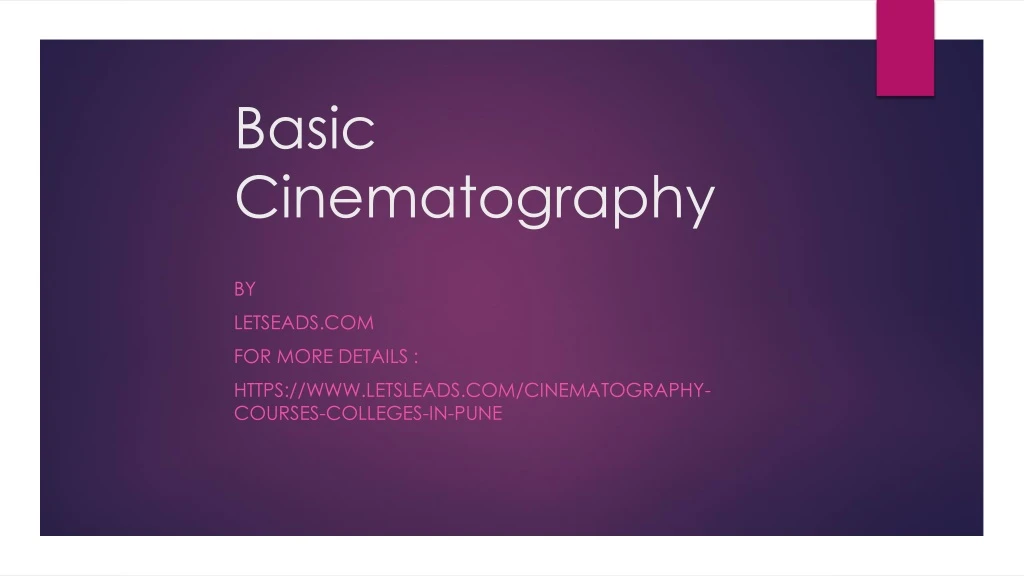 basic cinematography