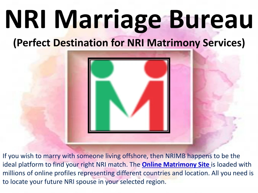 nri marriage bureau perfect destination