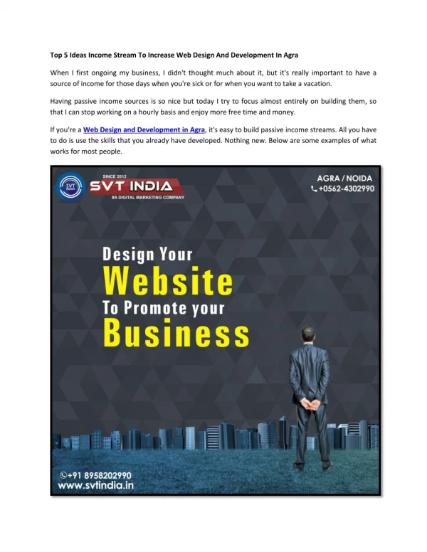 Web Designing Company In Agra-SVT INDIA COMPANY