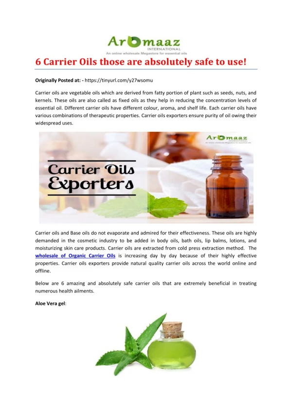6 Carrier Oils that are Absolutely Safe to Use!