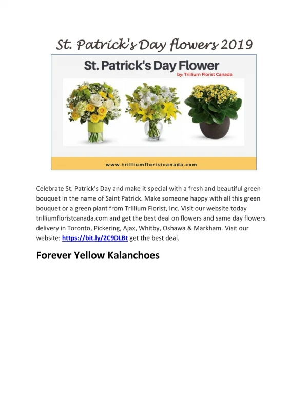 St. Patrick's Day Flower 2019 by Best Florist in Toronto