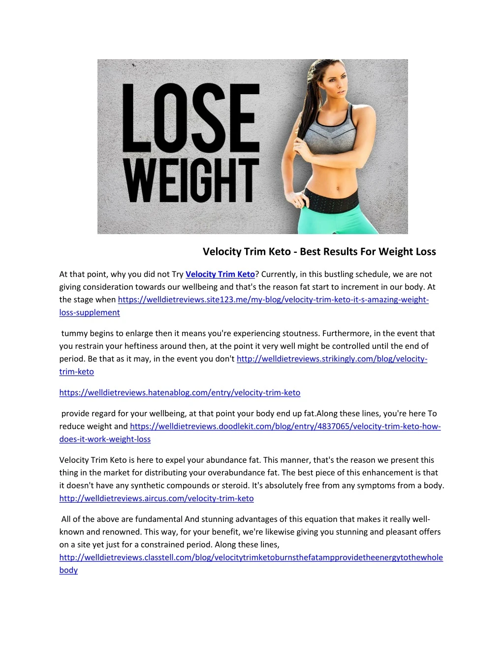 velocity trim keto best results for weight loss