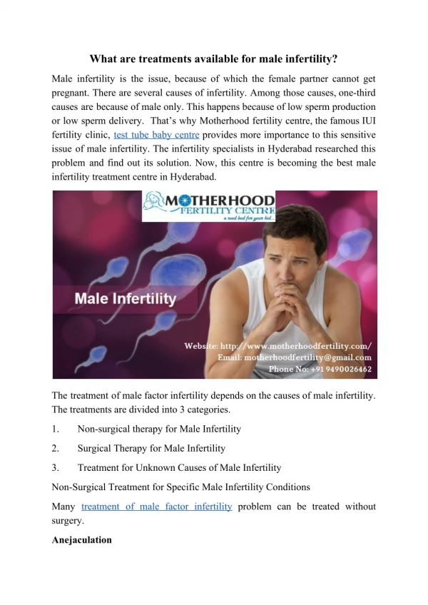 What are the treatments for male infertility?