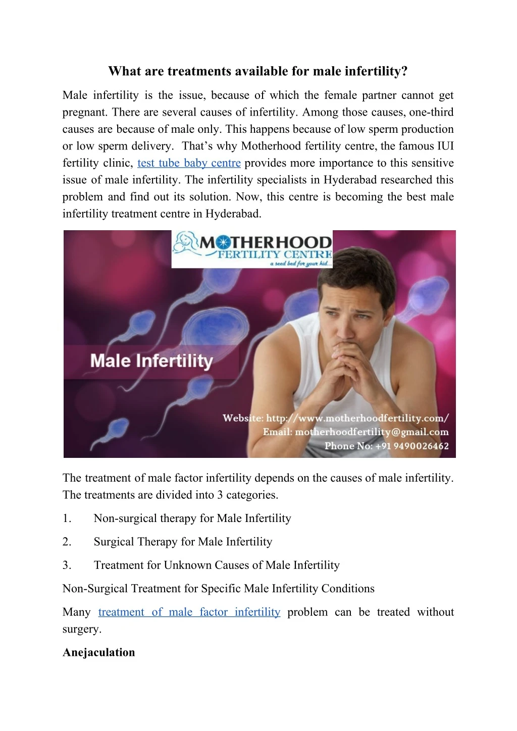 what are treatments available for male infertility