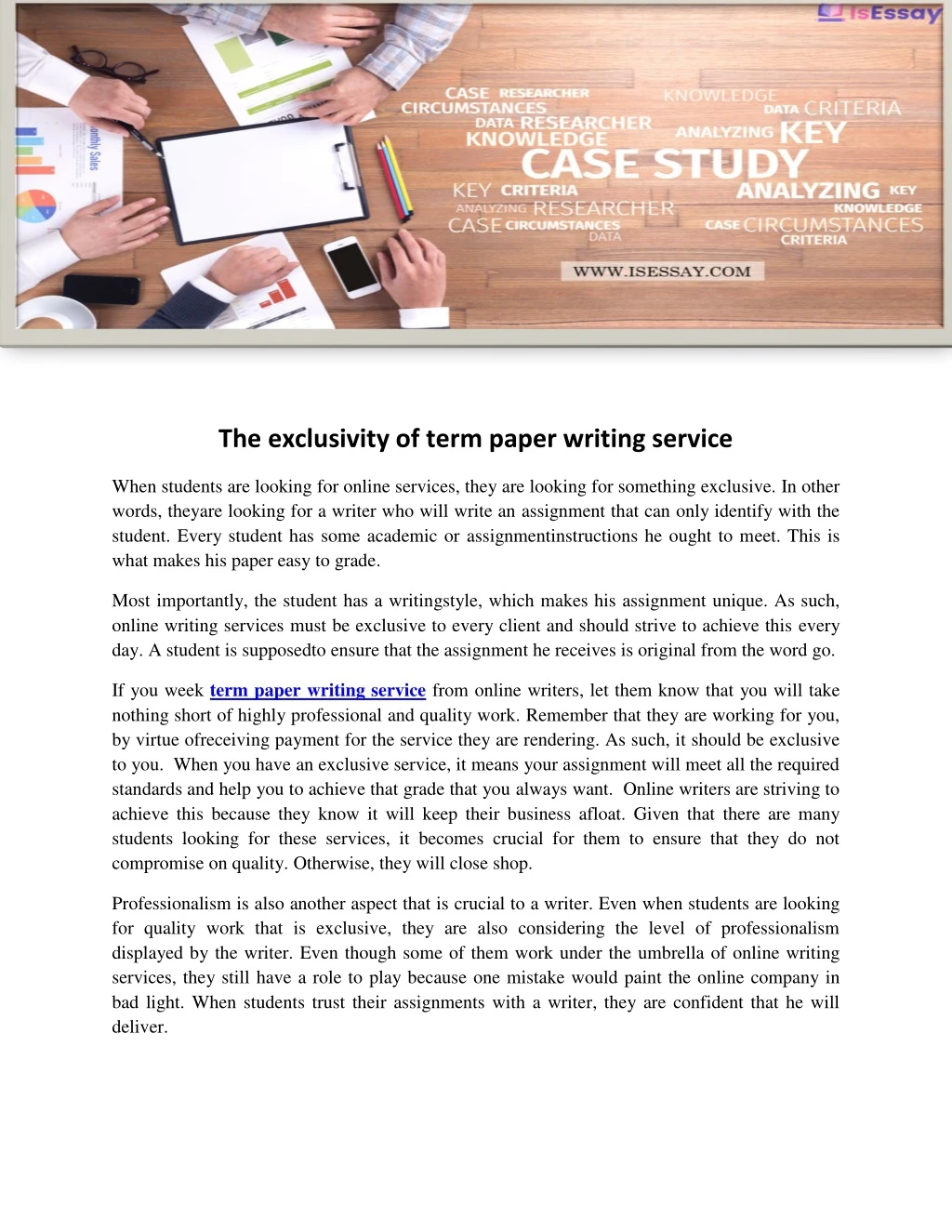 the exclusivity of term paper writing service