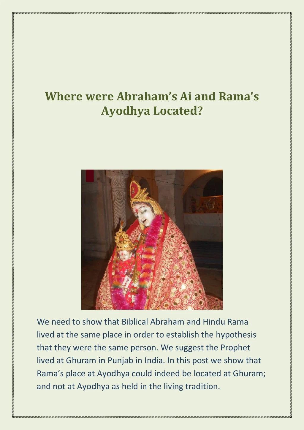 where were abraham s ai and rama s ayodhya located