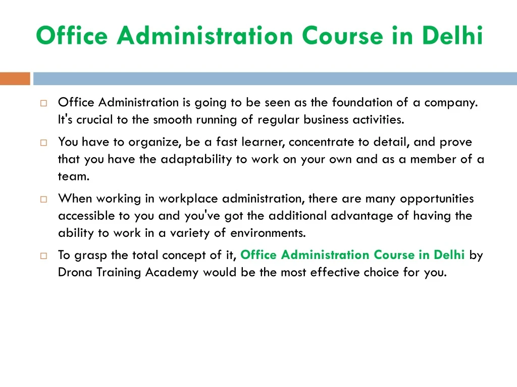office administration course in delhi