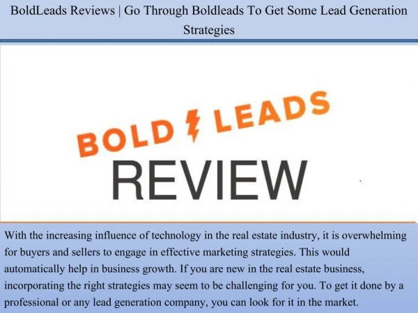 BoldLeads Reviews | Go Through Boldleads To Get Some Lead Generation Strategies