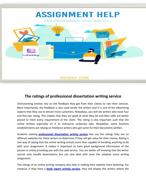 The ratings of professional dissertation writing service