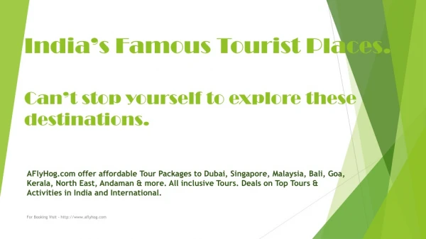 India’s Famous Tourist Places by Aflyhog.com