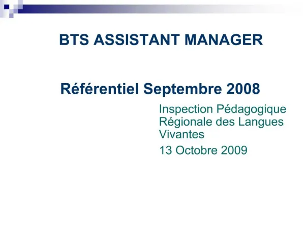 BTS ASSISTANT MANAGER R f rentiel Septembre 2008