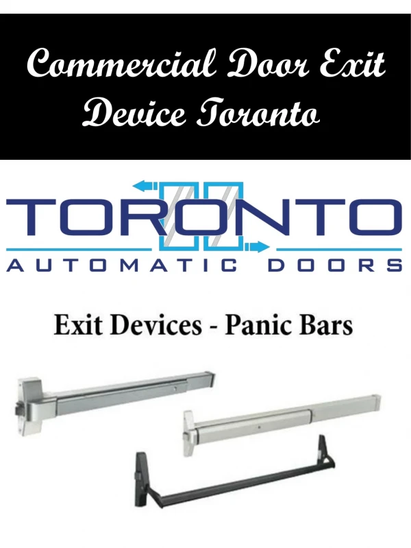 Commercial Door Exit Device Toronto