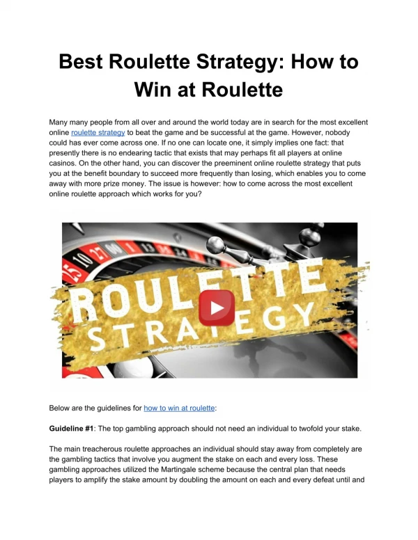 Roulette Strategy: How to Win at Roulette