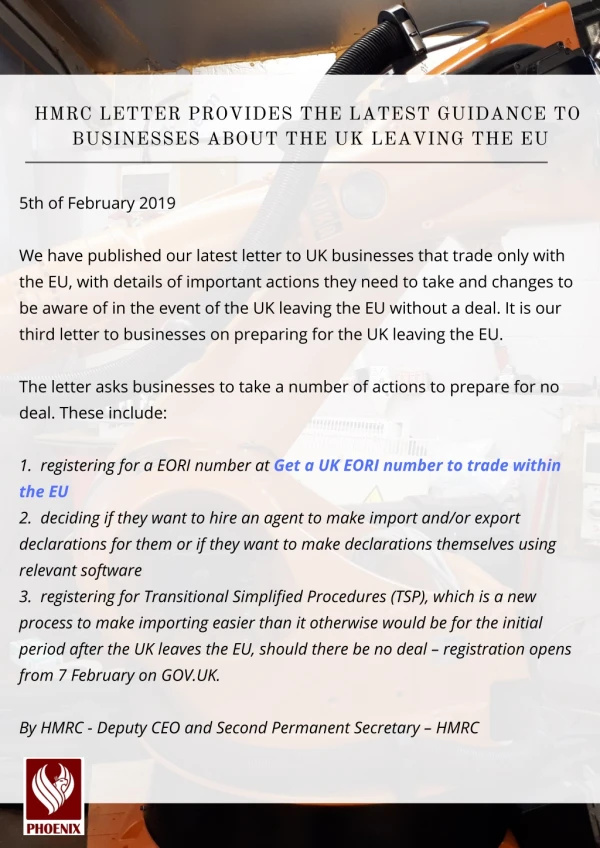 THE LATEST GUIDANCE TO BUSINESSES ABOUT THE UK LEAVING THE EU
